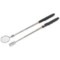 Siegen S0941 Telescopic Magnetic LED Pick-Up Tool &amp; Inspection Mirror Set 2pc