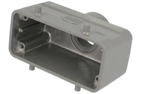 Obudowa złącza; Han B; 19300161421; 16B; metal; proste; na przewód; 1 górne wyjście przewodu; do 2 klamer; wyjście na dławnicę M