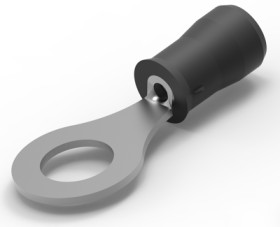 Insulated ring cable lug, 0.26-1.65 mm², AWG 22 to 16, 6.73 mm, M6, black, 55936-2