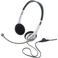Renkforce RF-5045268 On-ear headset corded stereo black silver volume control