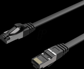 FL31-43015 Patch cable Cat.8.1 U/FTP,PIMF, flat, 0.5 m, black