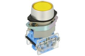 Przełącznik; przyciskowy; LAS0-A1Y-11Y; ON-(OFF)+OFF-(ON); żółty; bez podświetlenia; śrubowe; 2 pozycje; 10A; 500V AC; 22mm; 50m