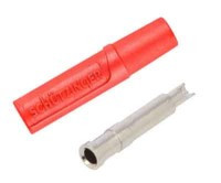 BAN20SCH-G-K-R Gniazdo bananowe lutowane na kabel - standard 2.0mm, czerwone (Schutzinger)