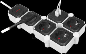 LPS276U Power strip 4-fold, CEE 7/3 + 2x USB-A, flexible, 1.5 m