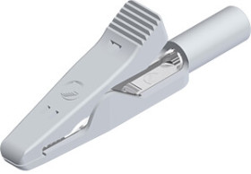 Alligator clip, white, max. 4 mm, L 41.5 mm, CAT O, socket 2 mm, 930319107