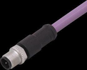 Sensor actuator cable, M12 cable plug, straight, A to open end, 5 pole, 3 m, PUR, purple, 4 A, E12284