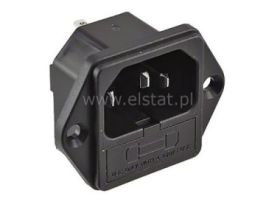 Gniazdo męskie 3 PIN; bezpiecznik; przykręcane