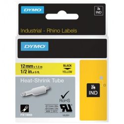 Taśma DYMO IND Rurka termokurczliwa 12mm x 1,5m (żółta / czarny nadruk) RHINO Industrial [18056 / S0718310] ORYGINALNA