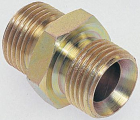Hydrauliczny adapter gwintowany prosty, Złacze A: BSPP męski, Złacze B: BSPP męski, Stal, +120bar