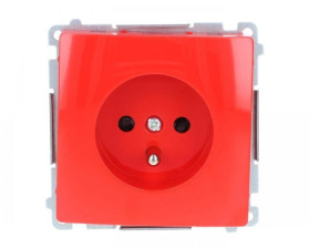 Simon Basic Gniazdo pojedyncze z/u z przesłonami czerwone BMGZ1Z.01/22