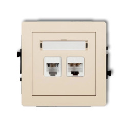 DECO Gniazda telefoniczne pojedyncze 1xRJ11 + komputerowego pojedynczego 1xRJ45, kat. 5e, 8-stykowy, beznarzędziowe beżowy 1DGTK