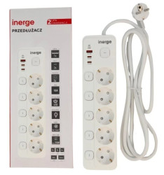 Przedłużacz INERGE 5-gniazdowy 3m ECE-0522PD-03-W