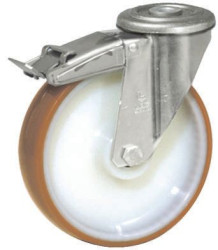 Koło samonastawne średnica kabla 100mm Otwór na śrubę LAG 120kg wysokość całkowita 128mm