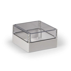 Obudowa Cubo S 175x175x100mm podstawa 50mm boki gładkie szare pokrywa przezroczysta IP67 ABS SABP181810T