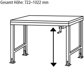 Manuflex AU9011.7035 Stół ROBOCZY UNIVERSAL Ergo K z płytą melaminową, szer. X gł. X wys. = 1000 x 800 x 722-1022 mm sza
