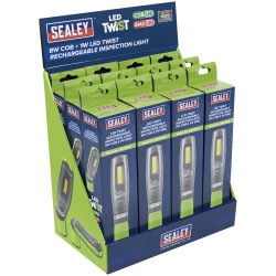 Sealey LED1001GDB LED Twist Rechargeable Inspection Light, Green - Box of 12