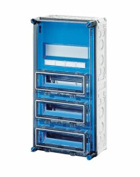 Skrzynka modułowa Mi, IP 65, wlk.4 - 3x12 modułów, z d.szyną nośną i 3 okienkami Mi 1443 2000608