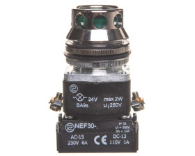 Przycisk sterowniczy 30mm zielony z samopowrotem z podświetleniem 2Z 24V W0-NEF30-KL 2X Z
