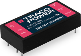 DC converter, 36-160 VDC, 40 W, 2 outputs, ±15 VDC, 89 % efficiency, TEN 40-11023WIRH