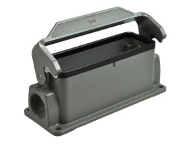 Obudowa złącza; Han B; 19300241251; 24B; metal; na przewód; na panel; wyjście na dławnicę M25; z 1 klamrą; 1 boczne wyjście prze