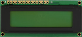 DEM 16102 SYH-PY LCD module, 1x16, H:7.9mm, ge/gn, w.Bel.