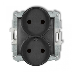 ICON Mechanizm gniazda podwójnego do ramki bez uziemienia 2x2P (przesłony torów prądowych) grafitowy 11IGPR-2p