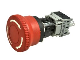 Przełącznik; bezpieczeństwa; przyciskowy; LAS1-BY-11TSB/R; ON-ON; grzybkowy; odkręcany; 1 tor; czerwony; bez podświetlenia; bist