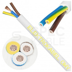 Kabel warsztatowy OWY / H05VV-F 3x6mm2 biały 300/500V giętki linka Elektrokabel