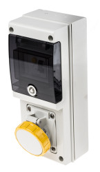 Złącze przemysłowe - zasilające 16A Gniazdo 110 V 2P + E Żeński Scame Żółty Montaż ścienny IP67