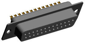 Złącze D-Sub 25-pinowe Żeński Kątowe Montaż na kablu raster 2.769mm Złoto