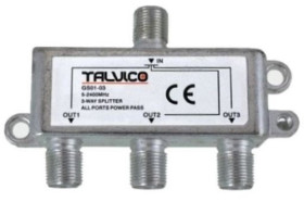 GS01-03 spliter - rozgałęźnik sygnału TV 3x gniazdo F; częstotliwość 5-2400MHz