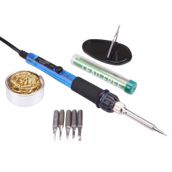 9pc 60W Adjustable Temperature Soldering Iron Starter Kit