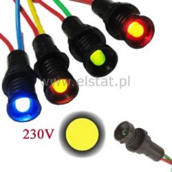 Kontrolka LED 5mm 230VAC + przew. żółta
