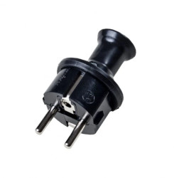 Wtyczka prosta 16A z/u Uni-Schuko 250V IP44 czarna WT-40H