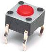 Short-stroke pushbutton, Form A (N/O), 50 mA/24 VDC, unlit , actuator (red, L 1.4 mm), 2.54 N, THT, 1825910-7