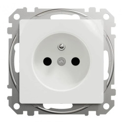 Gniazdo zasilające 2P+PE z przesł torów prąd, zaciski bezgwintowe, białe, Sedna Design i Elements SDD111012