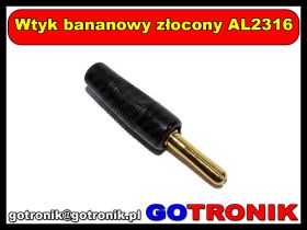 Wtyk bananowy złocony AL2316 czarny
