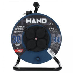 Przedłużacz budowlany zwijany na bębnie Rozgałęźnik na 4 gniazda 2P+Z 230V IP44 na kablu OW 3x1,5mm2 30m HAND