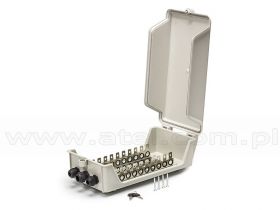 Skrzynka rozdzielcza LSA 100 par, 10 łączówek LSA, zamykana na klucz, zewnętrzna