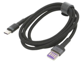 Kabel USB C wtyk z obu stron 1m czarny tekstylny CATKLF-PG1