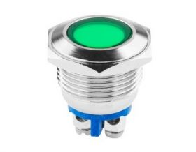 KONTROLKA LED 18 MM 12V METAL ZIELONA EK