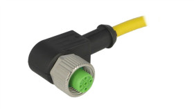 Złącze Okrągłe M12 Żeńskie Kątowe Z Wolnym Końcem Przewodów 4Pin...