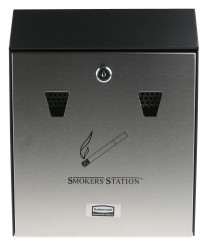 Popielniczka do użytku zewnętrznego, Czarny, szary, Stal galwanizowana, Montaż ścienny, 85mm x 390mm x 270mm