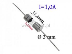 Bezpiecznik szklany 1A do PCB 3x10mm; typ F