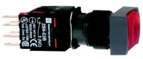 Przycisk kompletny czerw. prostokątny kryty podśw. O16 z sam. powr. 1NC 12...24V XB6DW4B2B