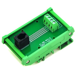 CZH-LABS RJ9 4P4C DIN Rail Mount Interface Module, Vertical Jack.