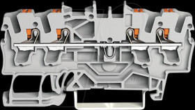 2202-1409 4-wire feed-through terminal, with pusher 2.5 mm², light grey