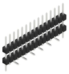 Pin header, 15 pole, pitch 2.54 mm, angled, black, 10051786