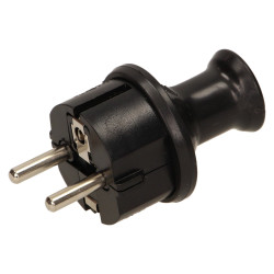 Wtyczka prosta 2P+Z Schuko. IP44. czarna WT-40H/CZARNY