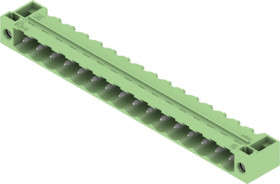Pin header, 16 pole, pitch 5.08 mm, angled, green, 1324810000